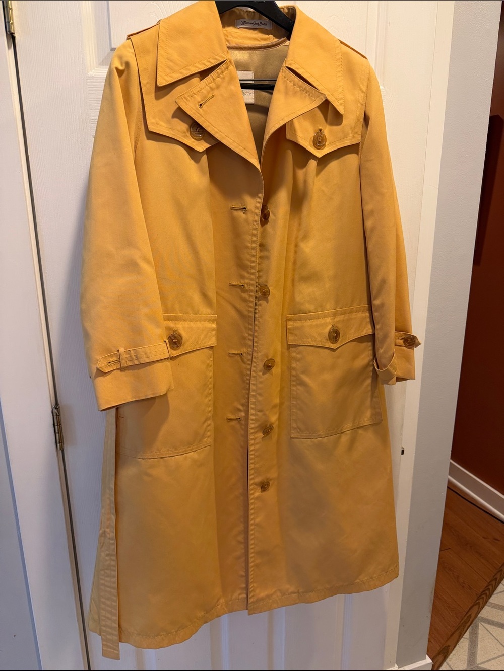 Women's Mustard Yellow Trench Coat - Vintage 1970’s? Zip out wool lining size 12